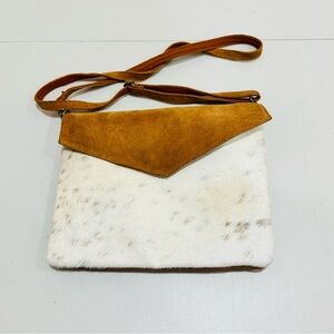 Fabulous MJ Cowhide Suede Crossbody Purse Western Cowgirl New York Leather Bag